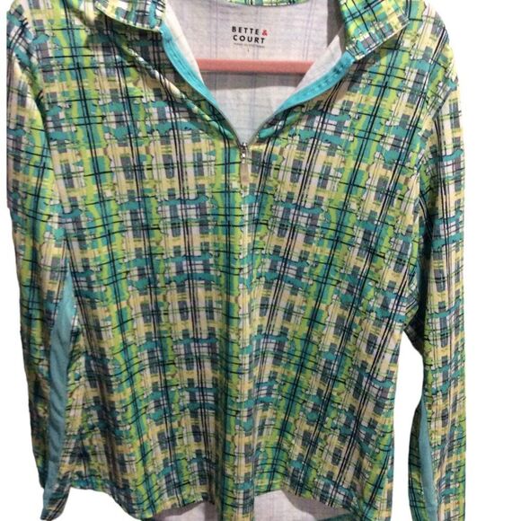 Bette & Court long sleeve print partial zip golf shirt womens Large L collar - Picture 1 of 5